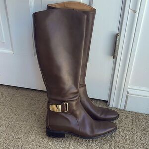 Nine West tall boots brown with gold buckle